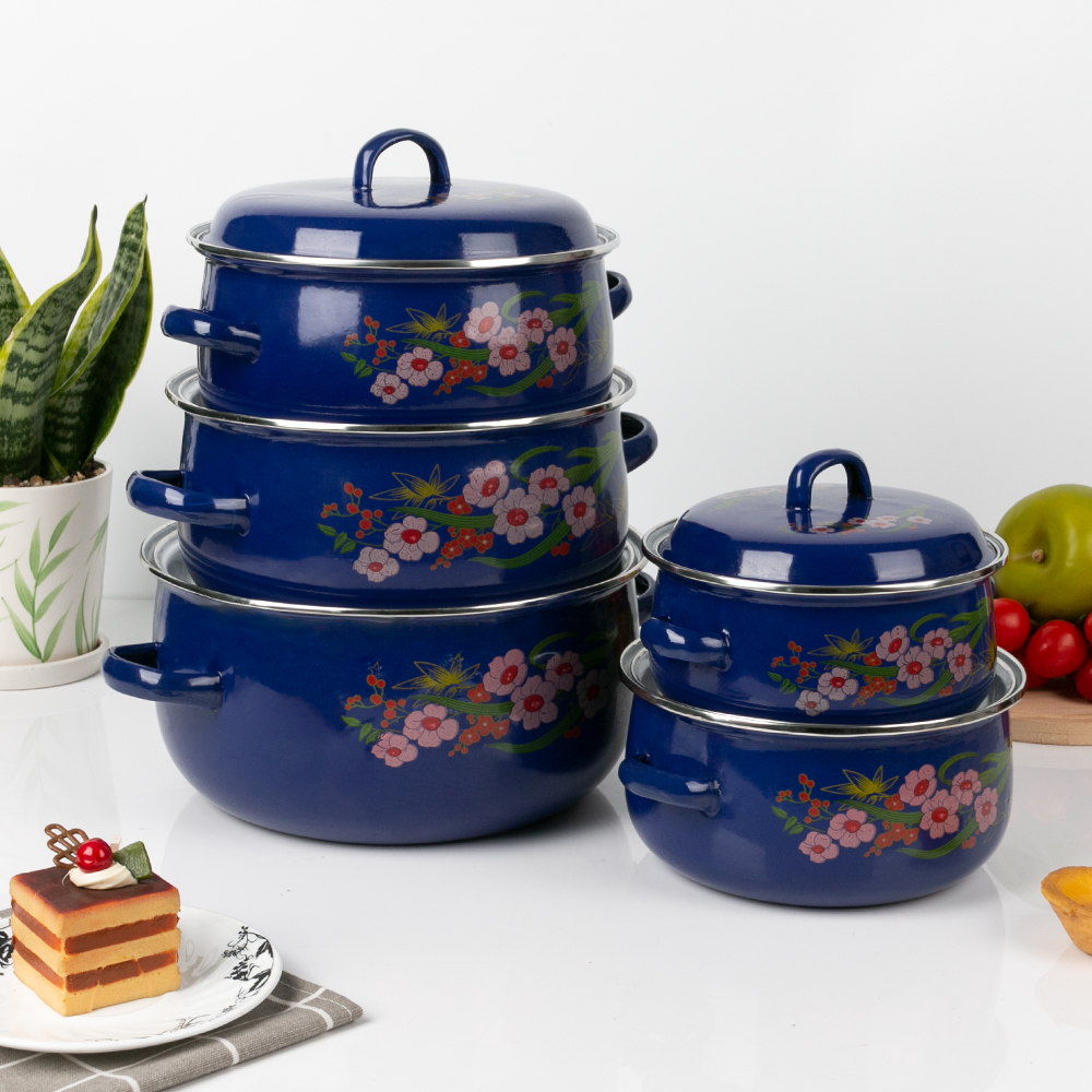 现货673ED搪瓷锅五件套 搪瓷盖搪瓷锅 16-24cm 出非洲性价比搪瓷锅详情1