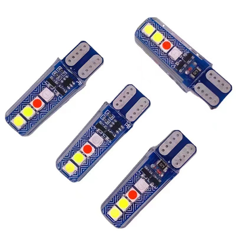 Automobile LED width indicator light T10 seven-color flowing light license plate light rubber light details Picture