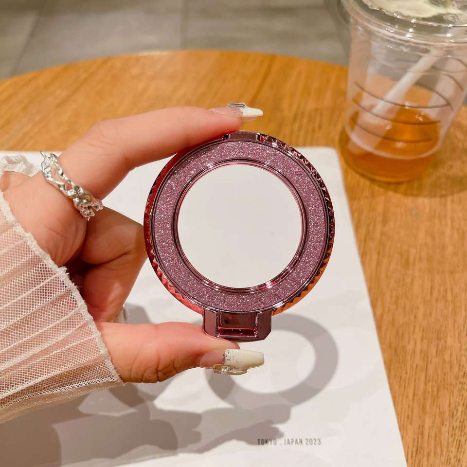 New back sticker diamond-patterned magnetic glitter hollowed-out phone stand, desktop lazy person creative folding wireless charging ring detail image 10