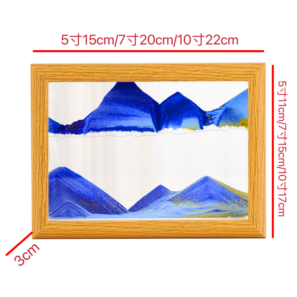 Creative solid wood photo frame sand painting ornament, 3D stereoscopic stress-relieving hourglass, high-end business home decoration detail image 4