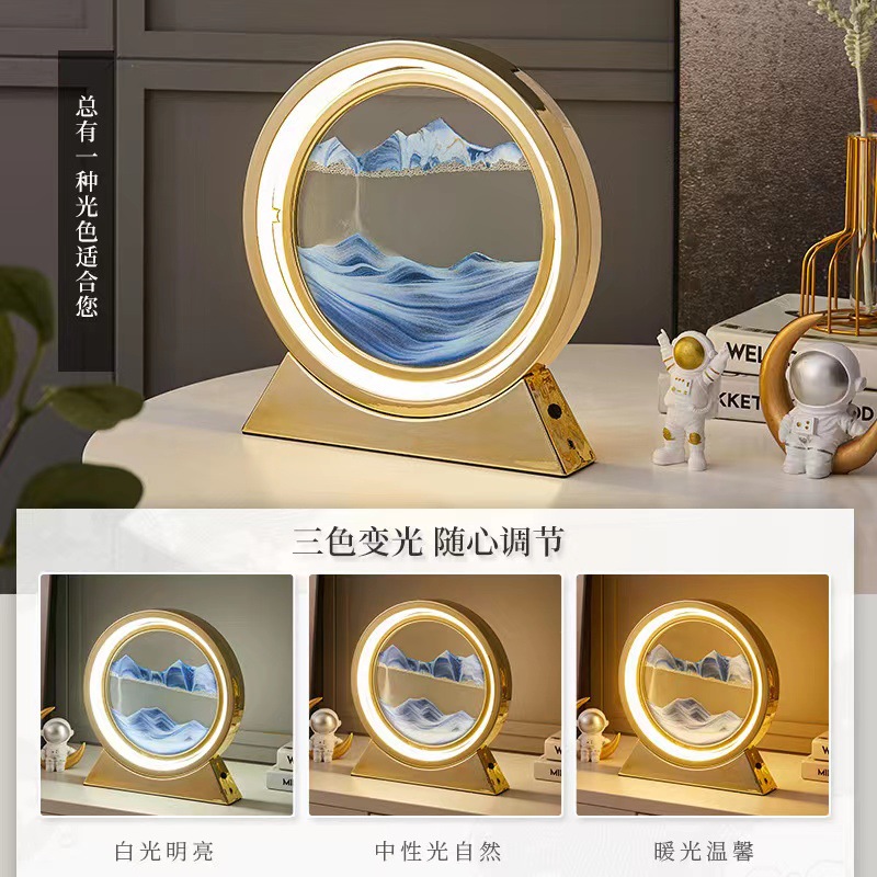 创意跨境3D流沙画小夜灯摆件家居装饰品乔迁礼品蓝牙音响工艺品 详情图2