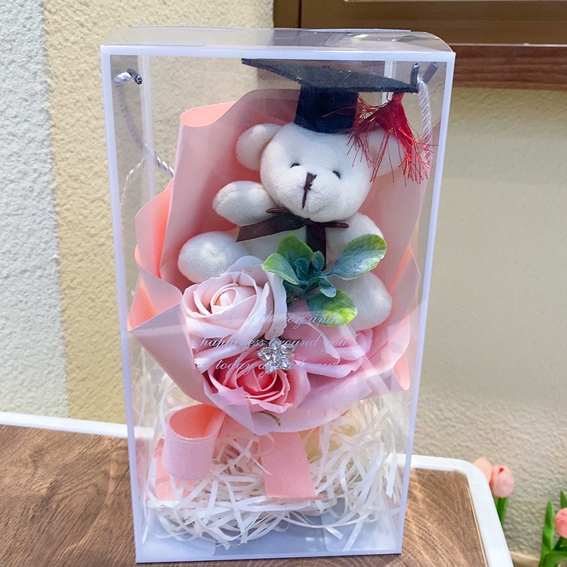 香皂花/花束/玻璃罩永生花/派对礼品肥皂包/向日葵花束白底实物图