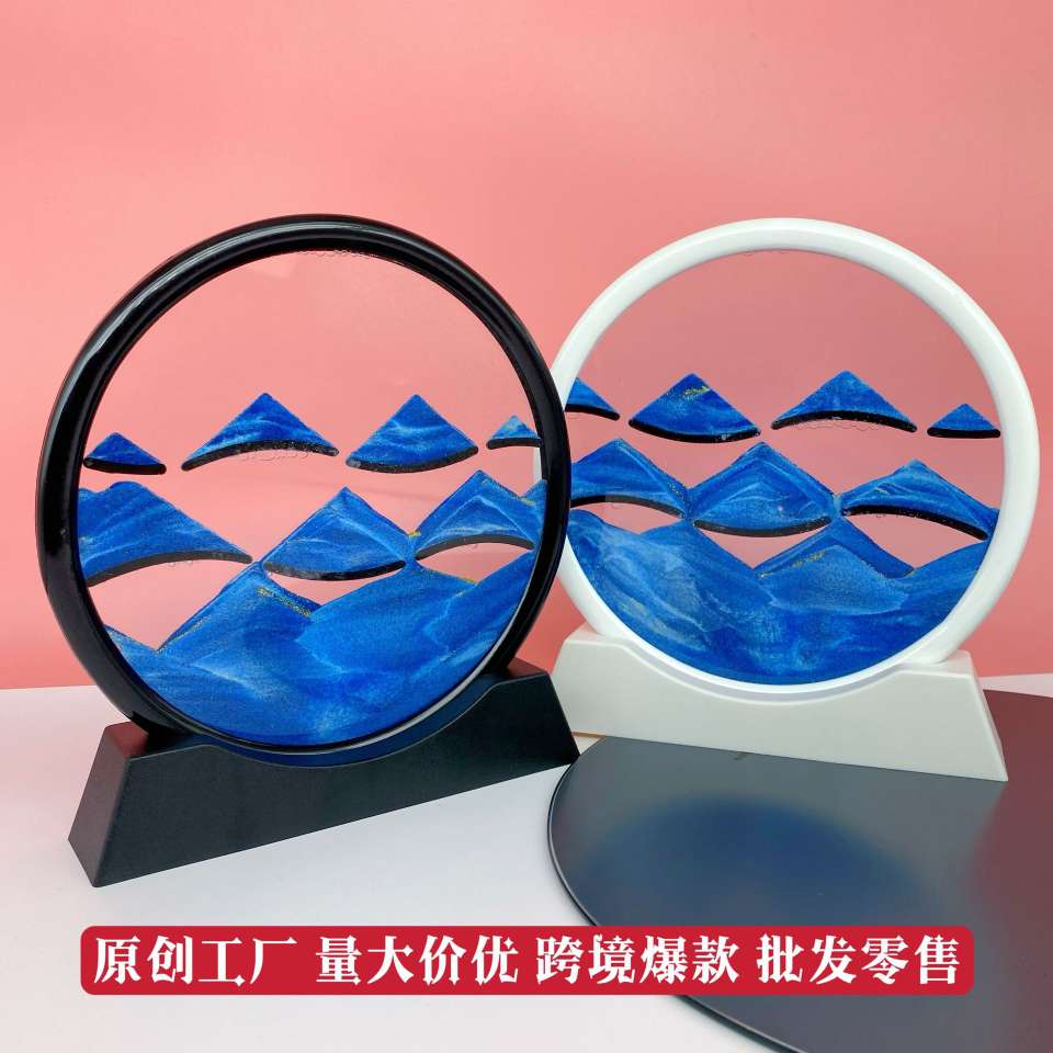 Source Factory cross-border best-selling creative 3D sand painting ornaments, small hill handicrafts, home stress-relieving gifts, round shape detail image 2
