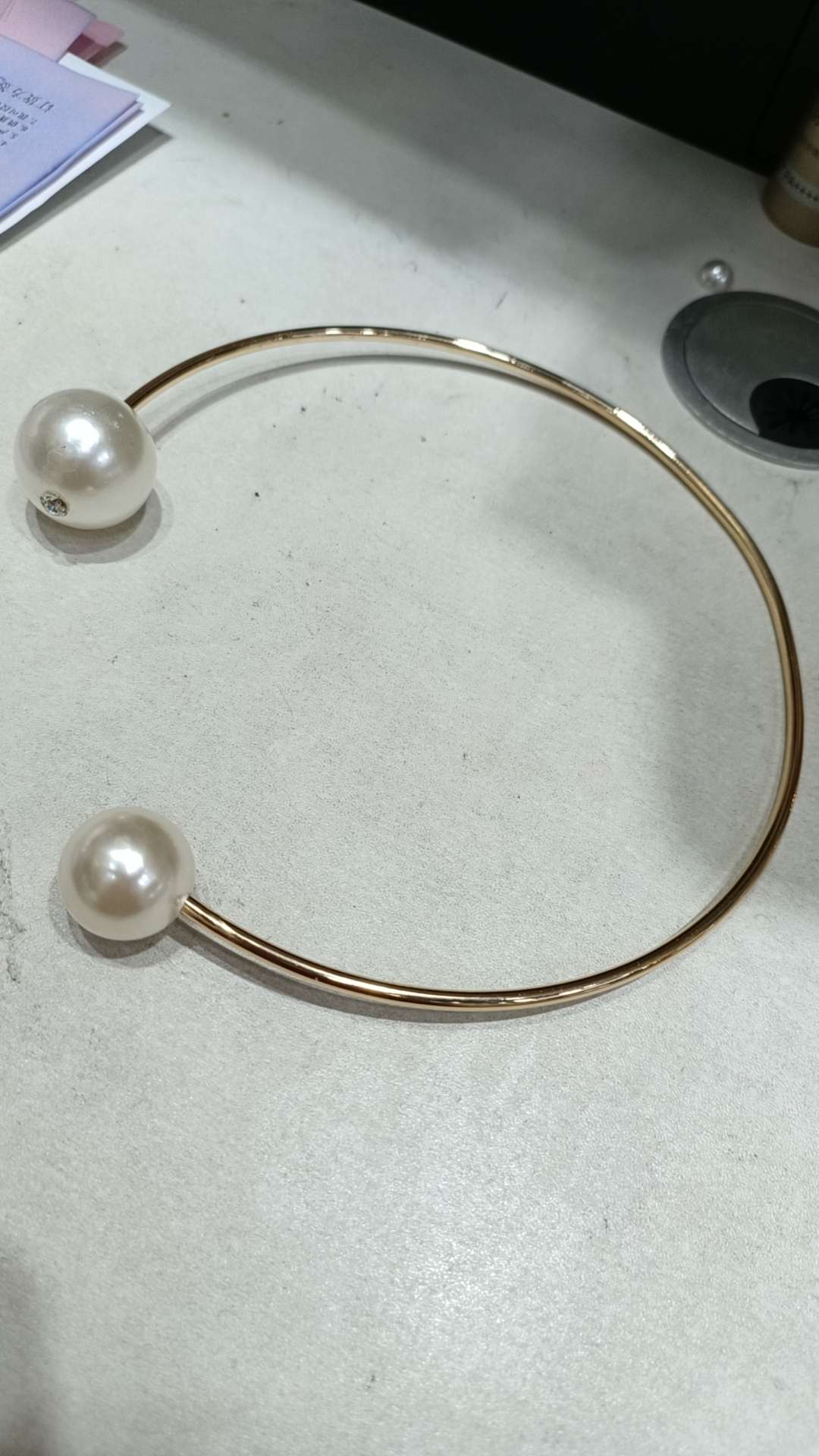 European and American INS style simple and elegant bracelet, high-end and versatile, gold-plated bracelet, pearl imitation open neckband necklace