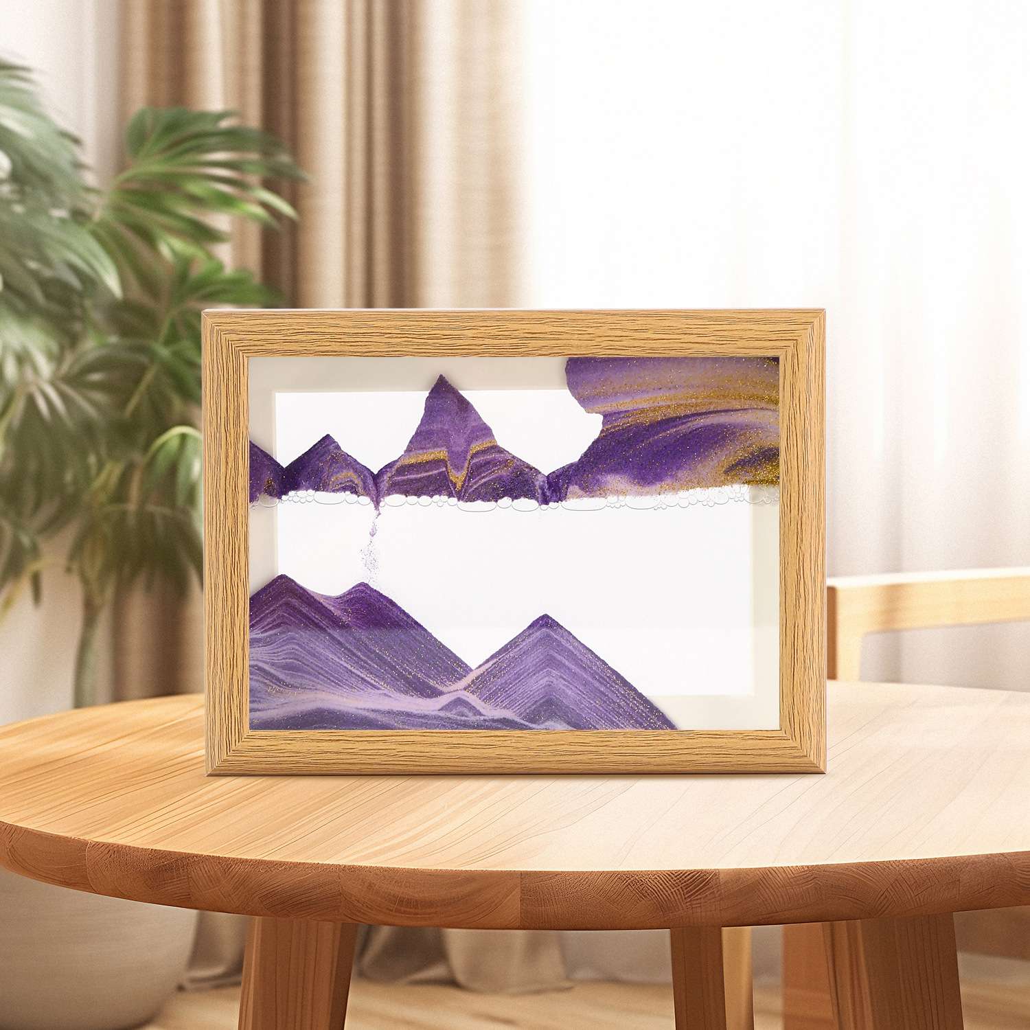 Creative solid wood photo frame sand painting ornament, 3D stereoscopic stress-relieving hourglass, high-end business home decoration Specification image