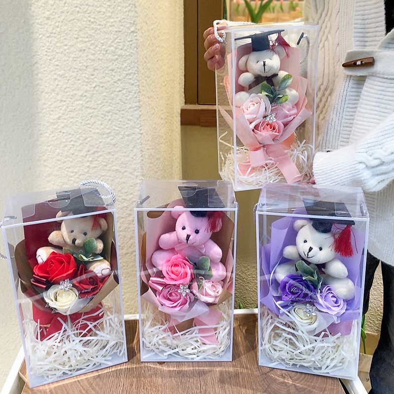 毕业季节香皂花玫瑰花束 教师节 装饰特别礼品永生花礼盒节日礼物 肥皂花手工制作可爱花束 香味香皂花 礼品摆件花束