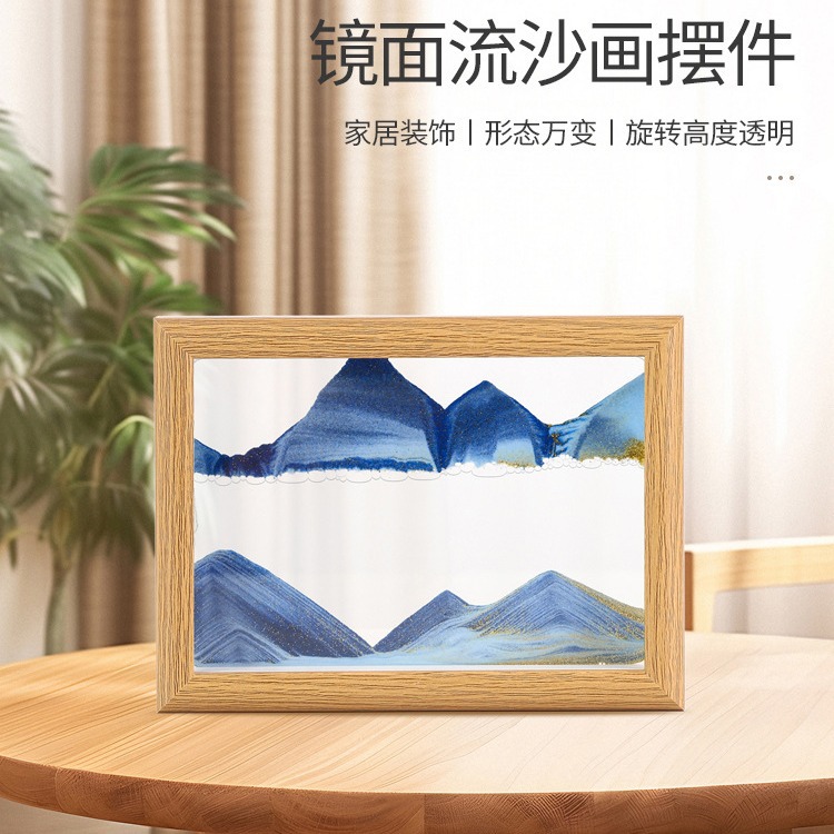Creative solid wood photo frame sand painting ornament, 3D stereoscopic stress-relieving hourglass, high-end business home decoration detail image 3