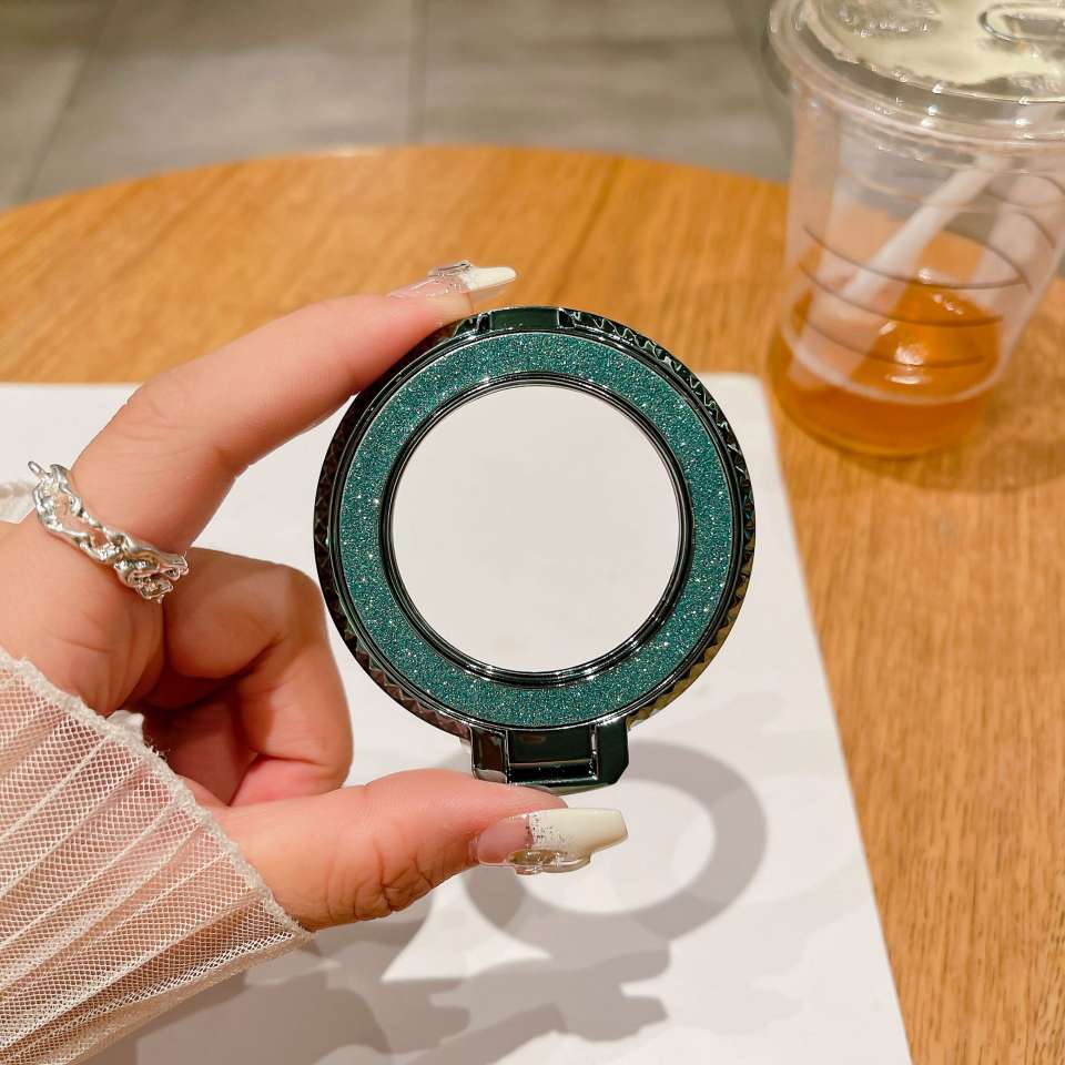 New back sticker diamond-patterned magnetic glitter hollowed-out phone stand, desktop lazy person creative folding wireless charging ring Specification image