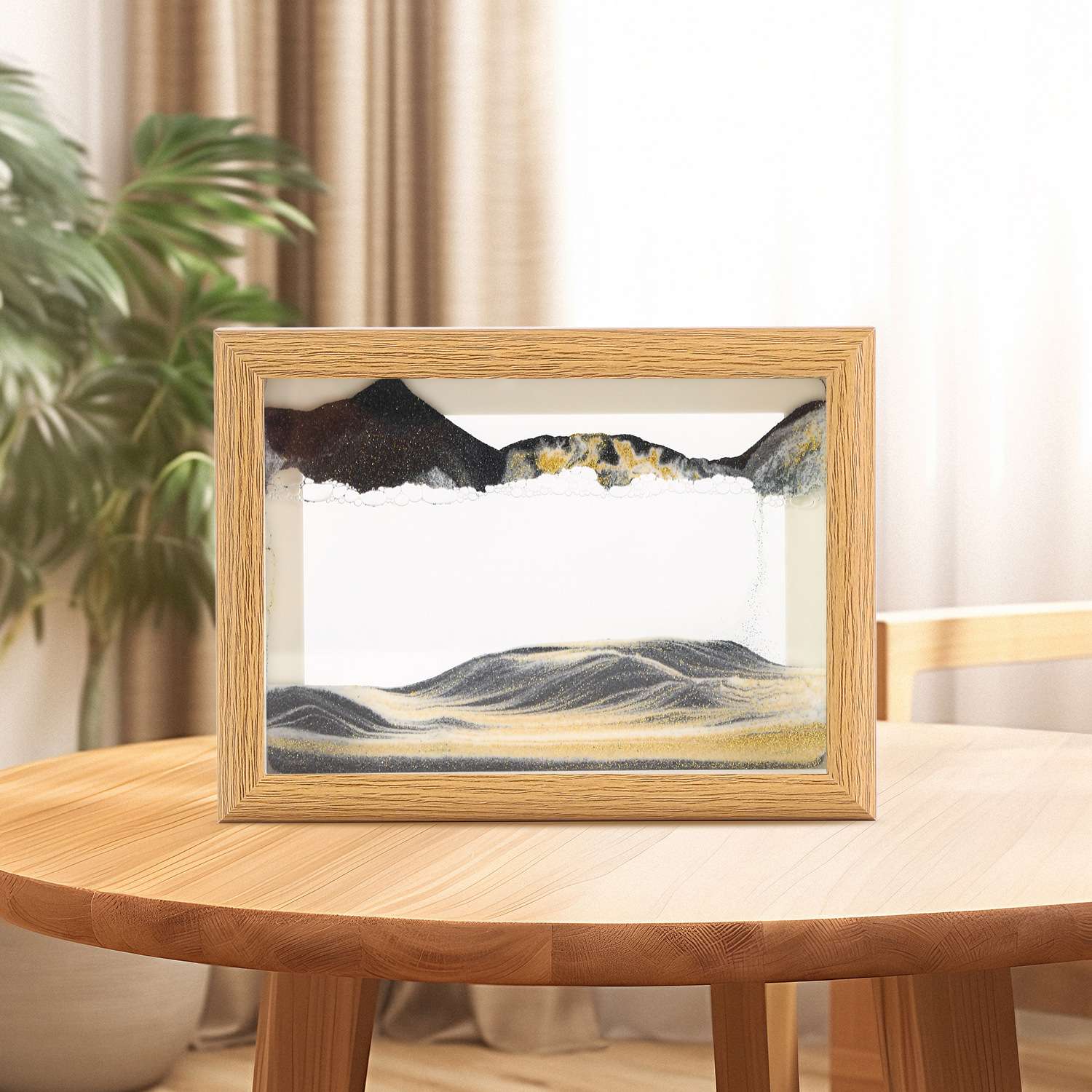 Creative solid wood photo frame sand painting ornament, 3D stereoscopic stress-relieving hourglass, high-end business home decoration detail image 6