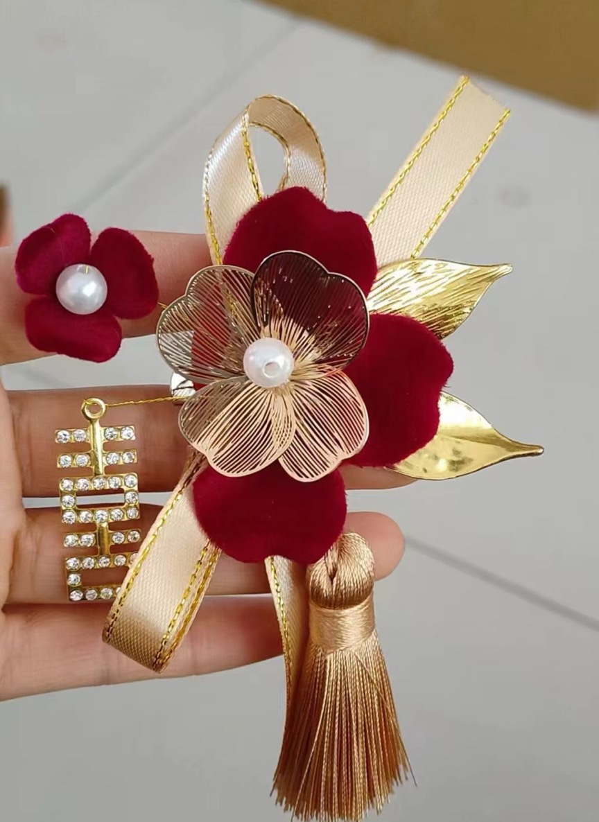八字花朵配件，新娘胸花结婚胸花
