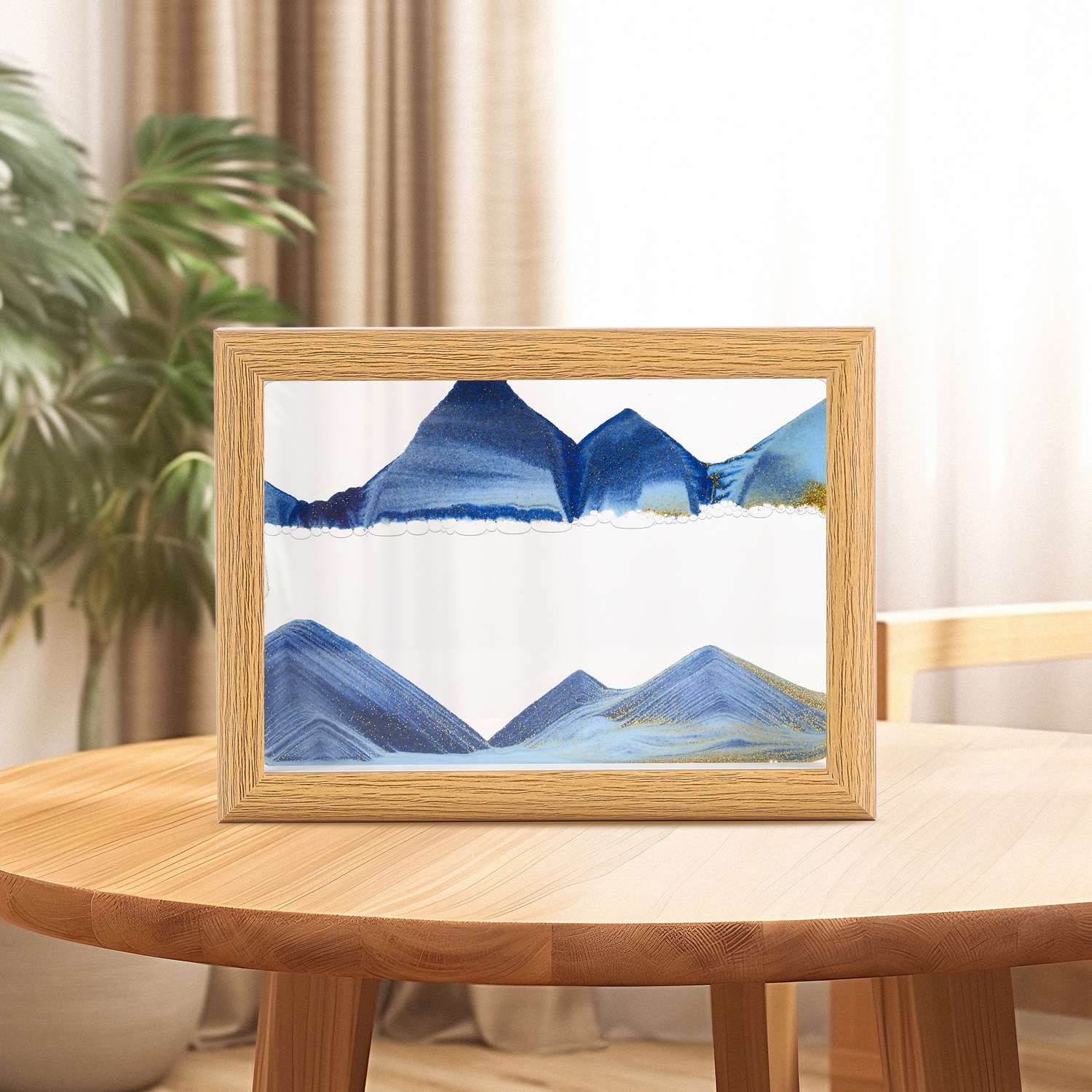 Creative solid wood photo frame sand painting ornament, 3D stereoscopic stress-relieving hourglass, high-end business home decoration detail image 2