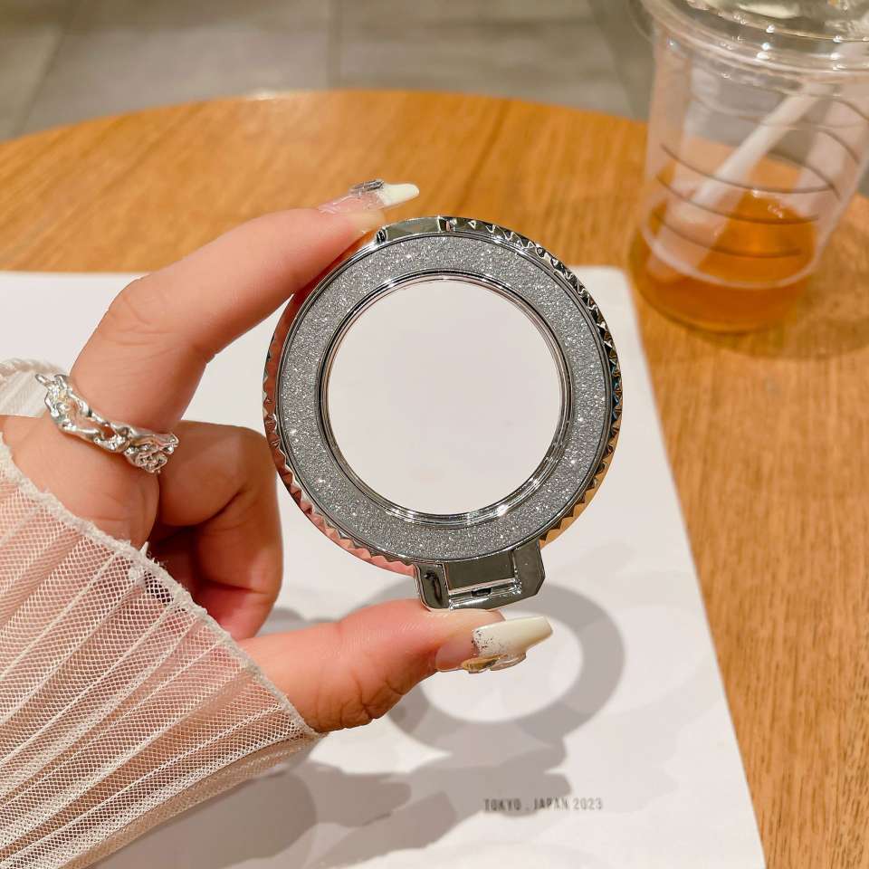 New back sticker diamond-patterned magnetic glitter hollowed-out phone stand, desktop lazy person creative folding wireless charging ring detail image 7