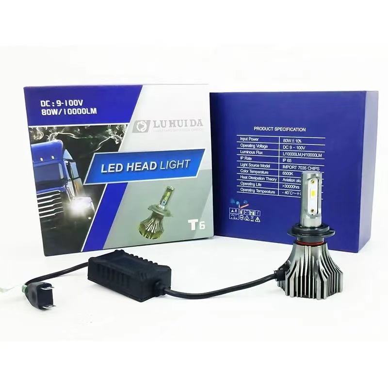 Automotive LED headlights, 60W high beams, H4H7 spotlights, wide-voltage truck lights, automobiles pic 2
