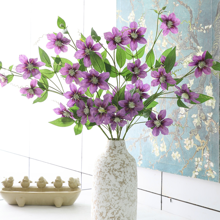 Faux clematis European country fresh British clematis home decoration living room dining table faux flower ornaments pic 1