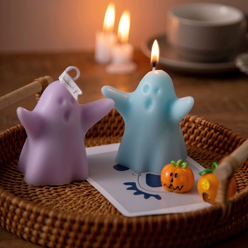 Halloween decorative items, cute cartoon dolls, little ghost-shaped scented candles, gifts for friends and best friends, solid scented candles, flameless scented candles, scented candles, scented bottles, home scented candles, essential oils, scented candles