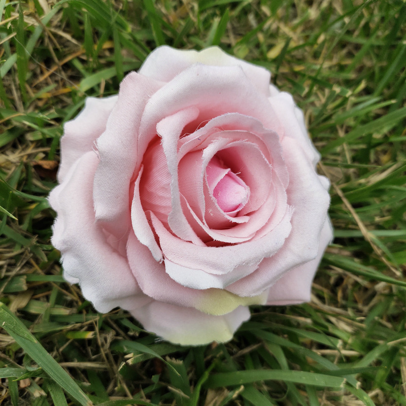 假花/针织花/毛线花/仿真柏树配件/植绒毛白底实物图