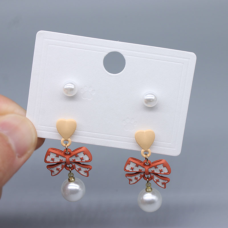 Factory direct sales of packaging accessories: Two pairs of earrings, stud earrings, cards, white card, cardboard, Korean version, universal blank, 6*4cm, in stock, 100 pieces per auction details Picture