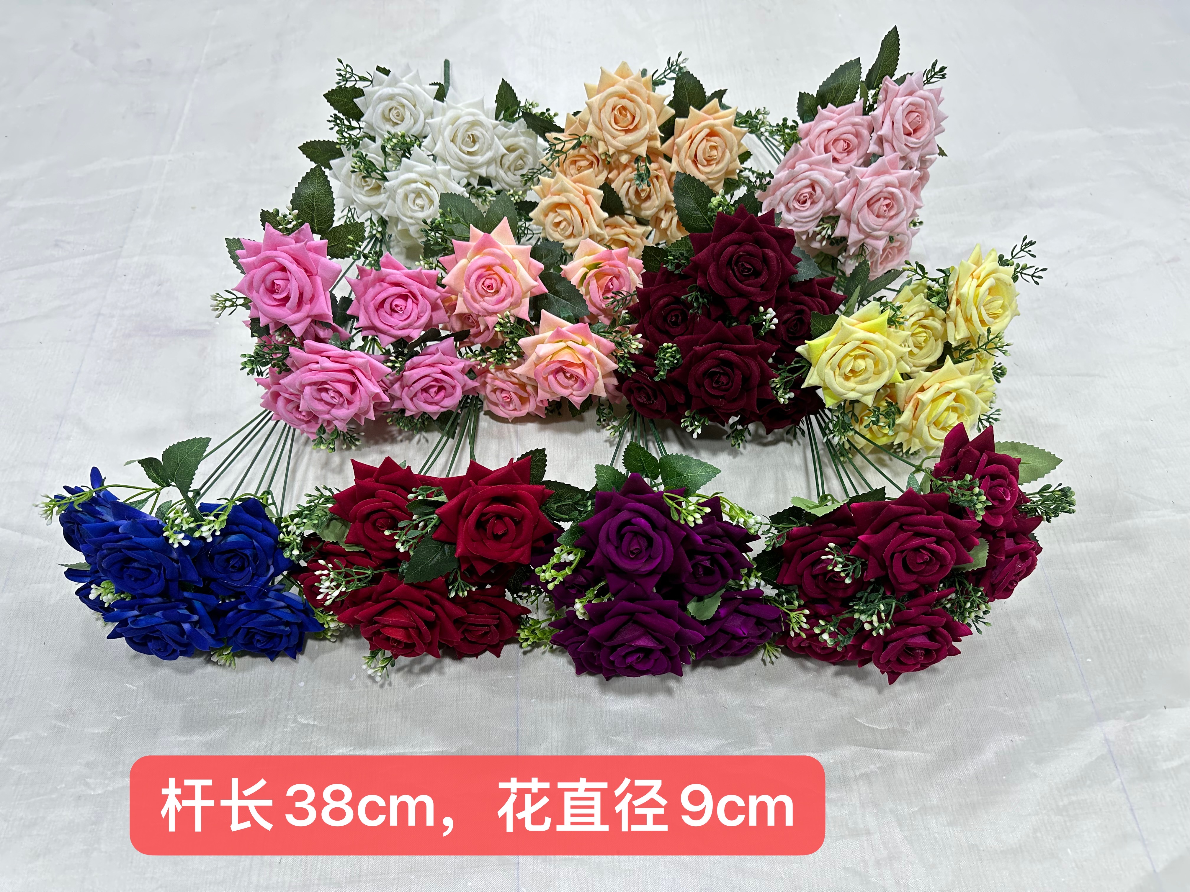 婚礼用品假花仿真花绒布玫瑰