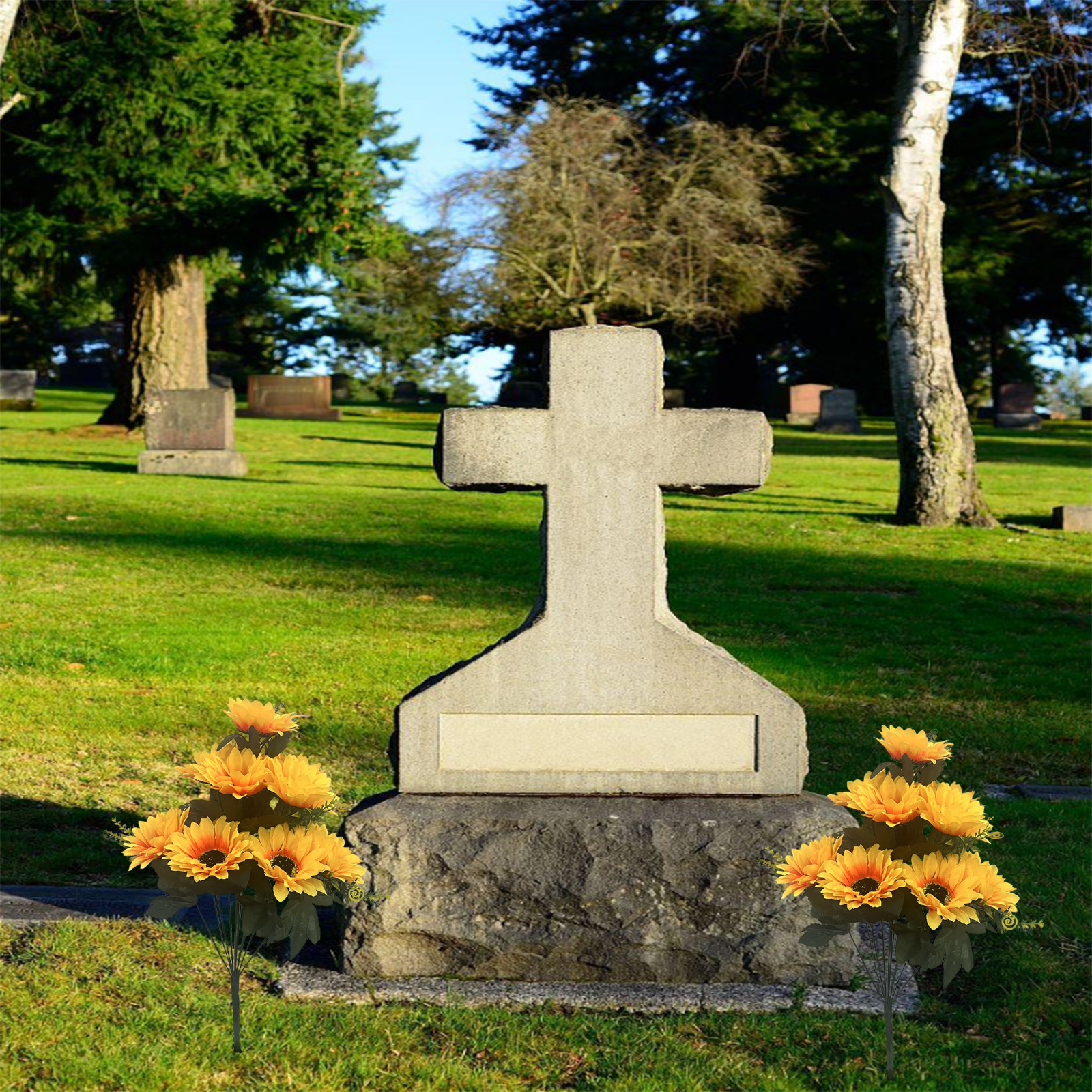 太阳花仿真花塑料花搭配簪花玫瑰花 植绒毛质感逼真 仿真柏树配件 室内装饰绿植详情5
