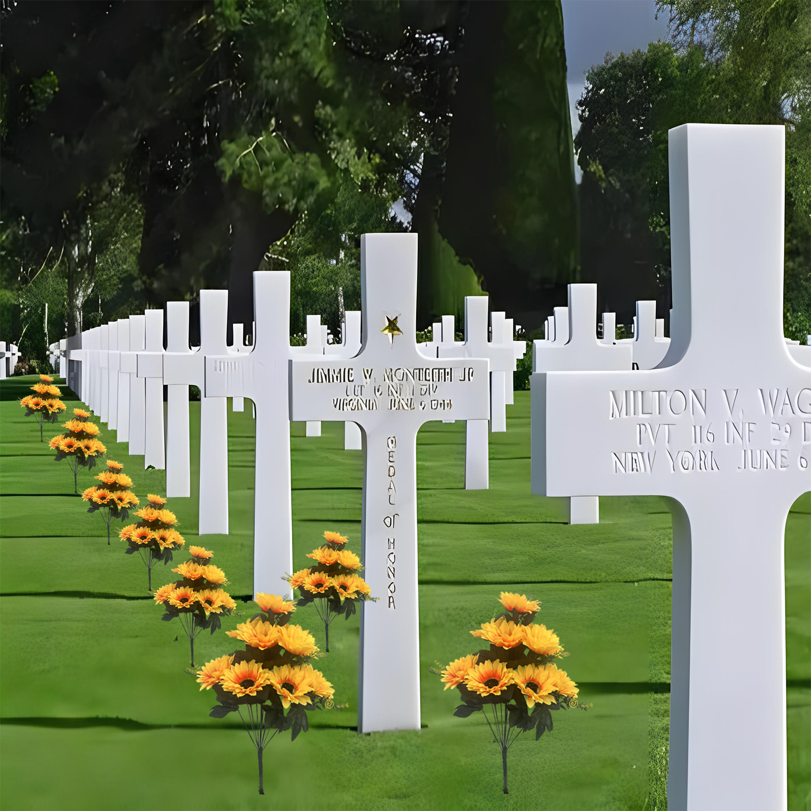 太阳花仿真花塑料花搭配簪花玫瑰花 植绒毛质感逼真 仿真柏树配件 室内装饰绿植详情4