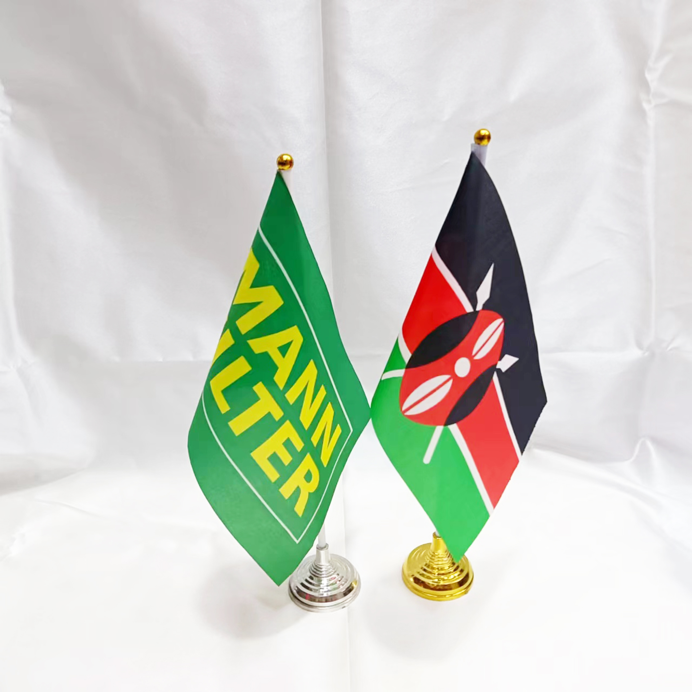 Plastic single-pole, gold and silver, square and round plastic base table flag stand Specification image