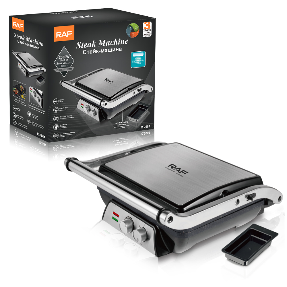 European-style household smokeless double-sided grilling steak machine, iron plate grilling sausage meat machine, sandwich bread breakfast machine details Picture