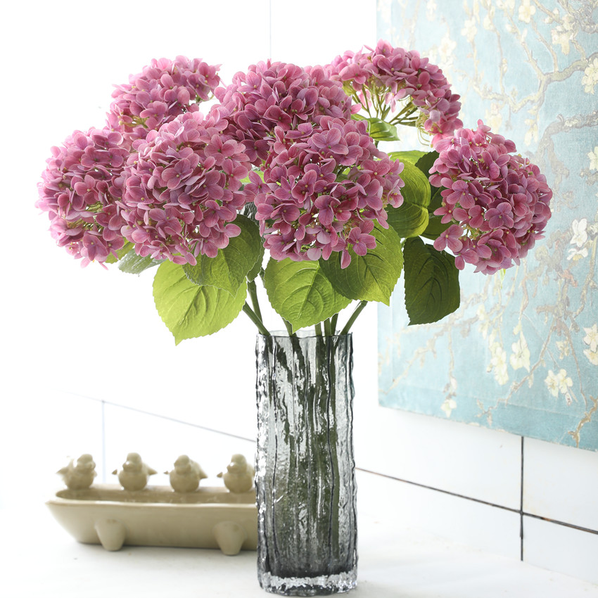 Artificial flowers, French hydrangea artificial flowers, European hydrangea elegant decoration home model room photography with fruit hydrangea artificial flowers details Picture