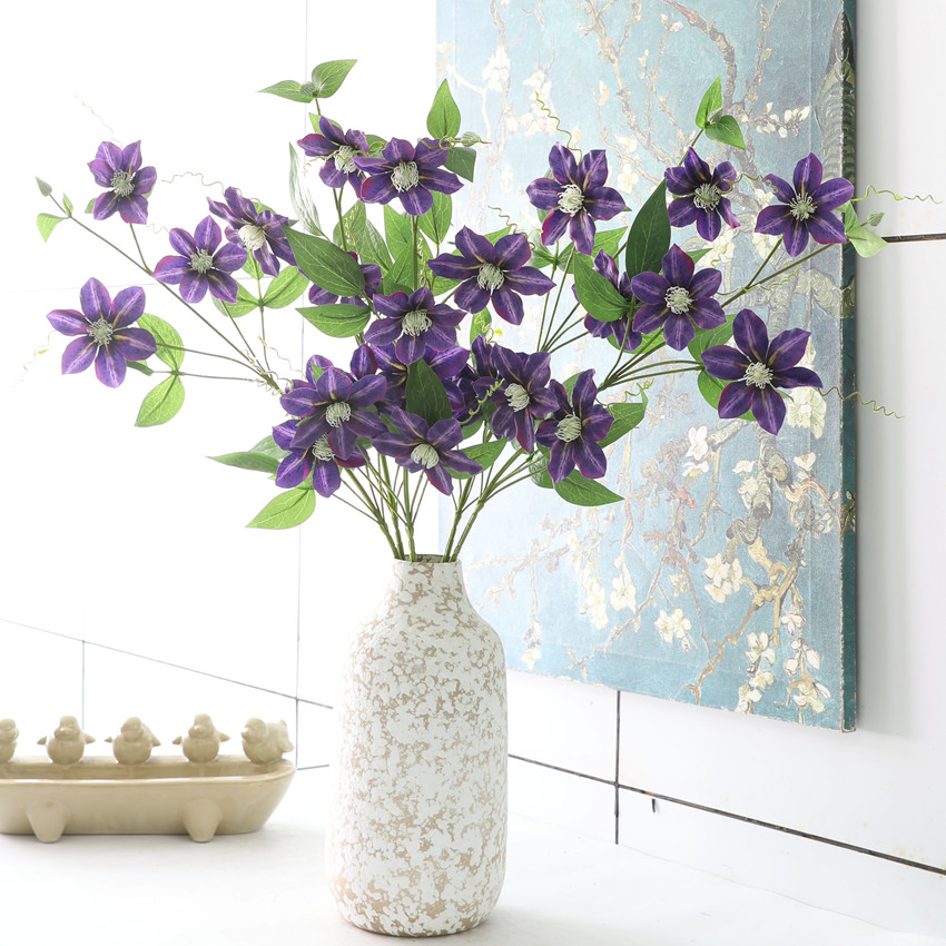 Faux clematis European country fresh British clematis home decoration living room dining table faux flower ornaments details Picture