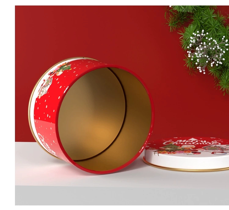 新款圣诞节礼物包装马口铁盒圆形糖果包装小铁盒子圣诞马口铁礼盒工厂现货批发详情6