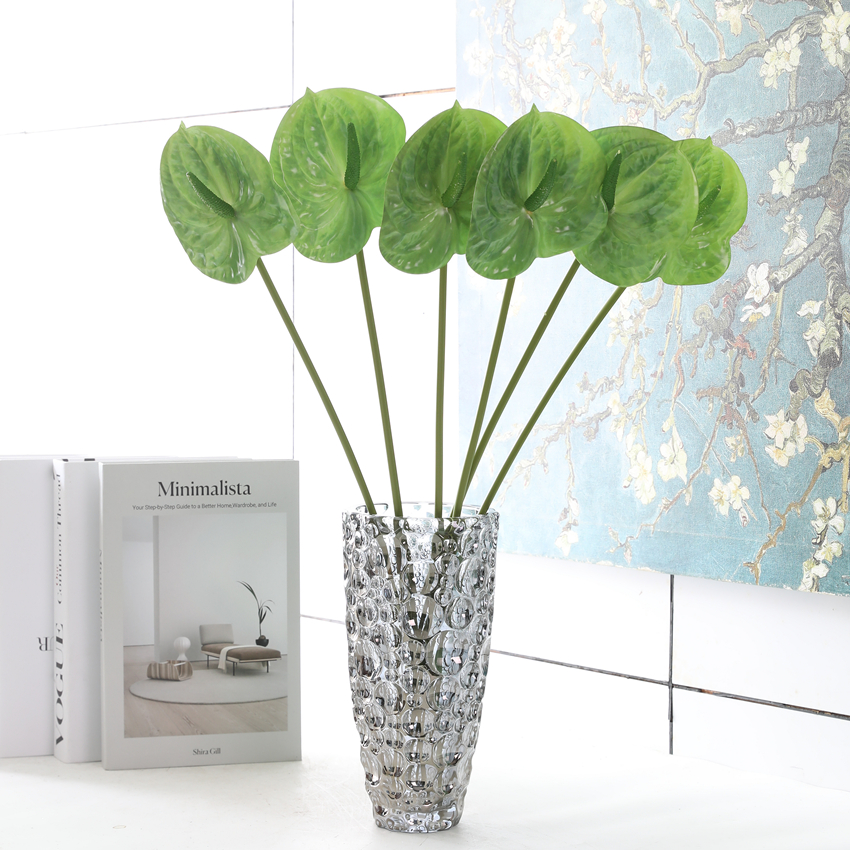 Artificial flower green palm, flower arrangement palm, flower adhesive tape, artificial flower, home and hotel model room decoration, artificial flower wholesale Specification image