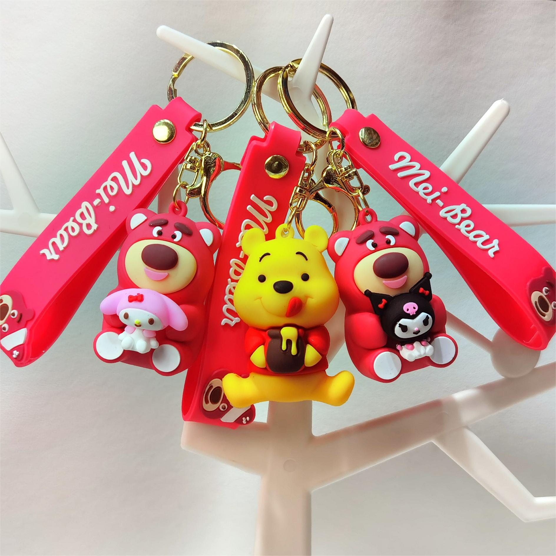 跨境动漫卡通贪吃熊系列软胶钥匙扣包包挂件