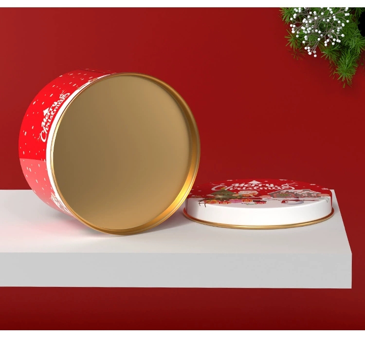 新款圣诞节礼物包装马口铁盒圆形糖果包装小铁盒子圣诞马口铁礼盒工厂现货批发详情7