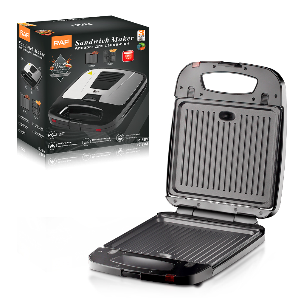 RAF two-in-one household steakmachine, hamburger machine, egg frying machine, Panini sandwich machine, bread breakfast barbecue machine details Picture