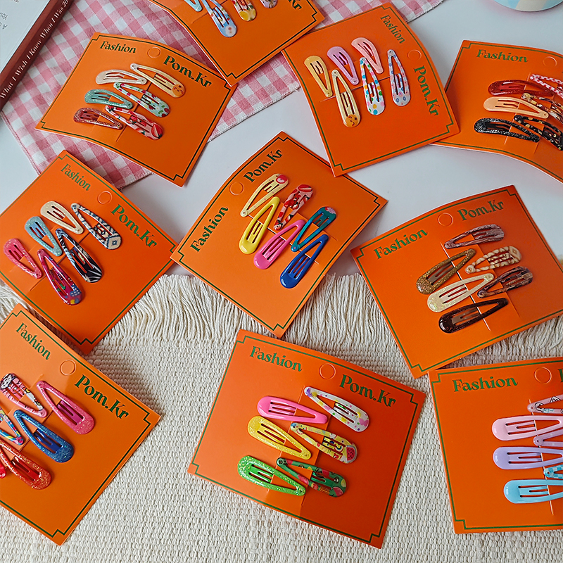 New autumn Korean trendy and fashionable fruit pattern teardrop hair clips, bb clips, bangs clips, children's versatile side clips Application Scenario