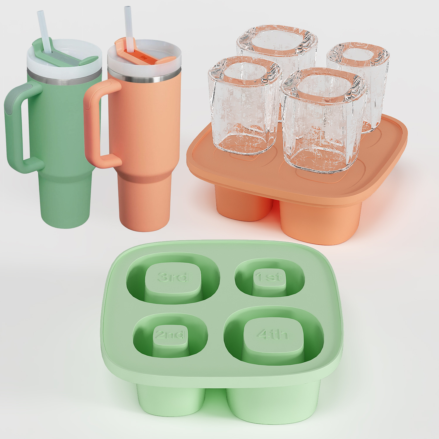 BPA Free Stanley Silicone Ice Cube Mold Tray Maker with Lid产品图