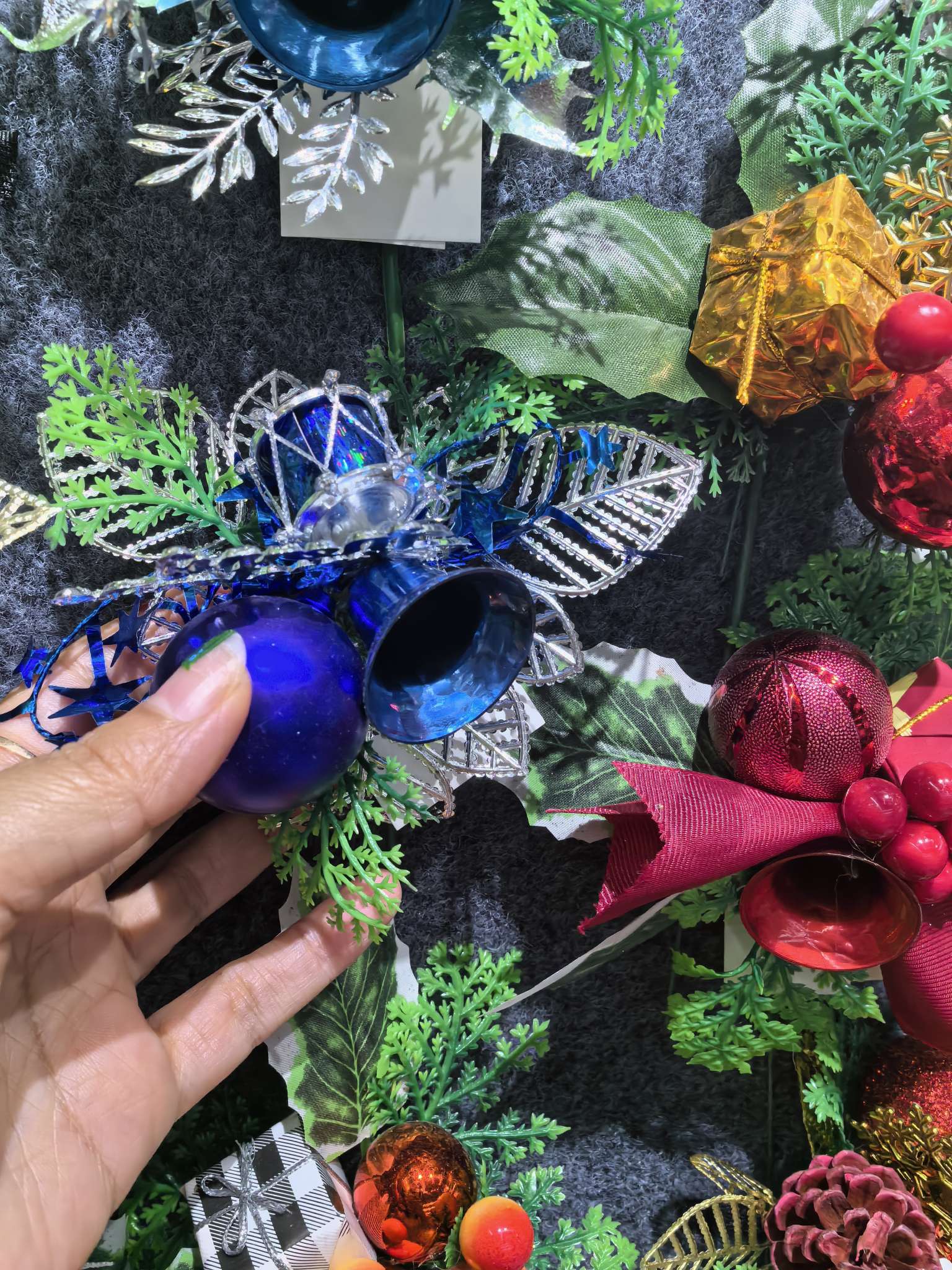 圣诞花2圣诞节装饰节日装扮店铺橱窗挂饰场景布置圣诞树小饰品创意挂件细节图