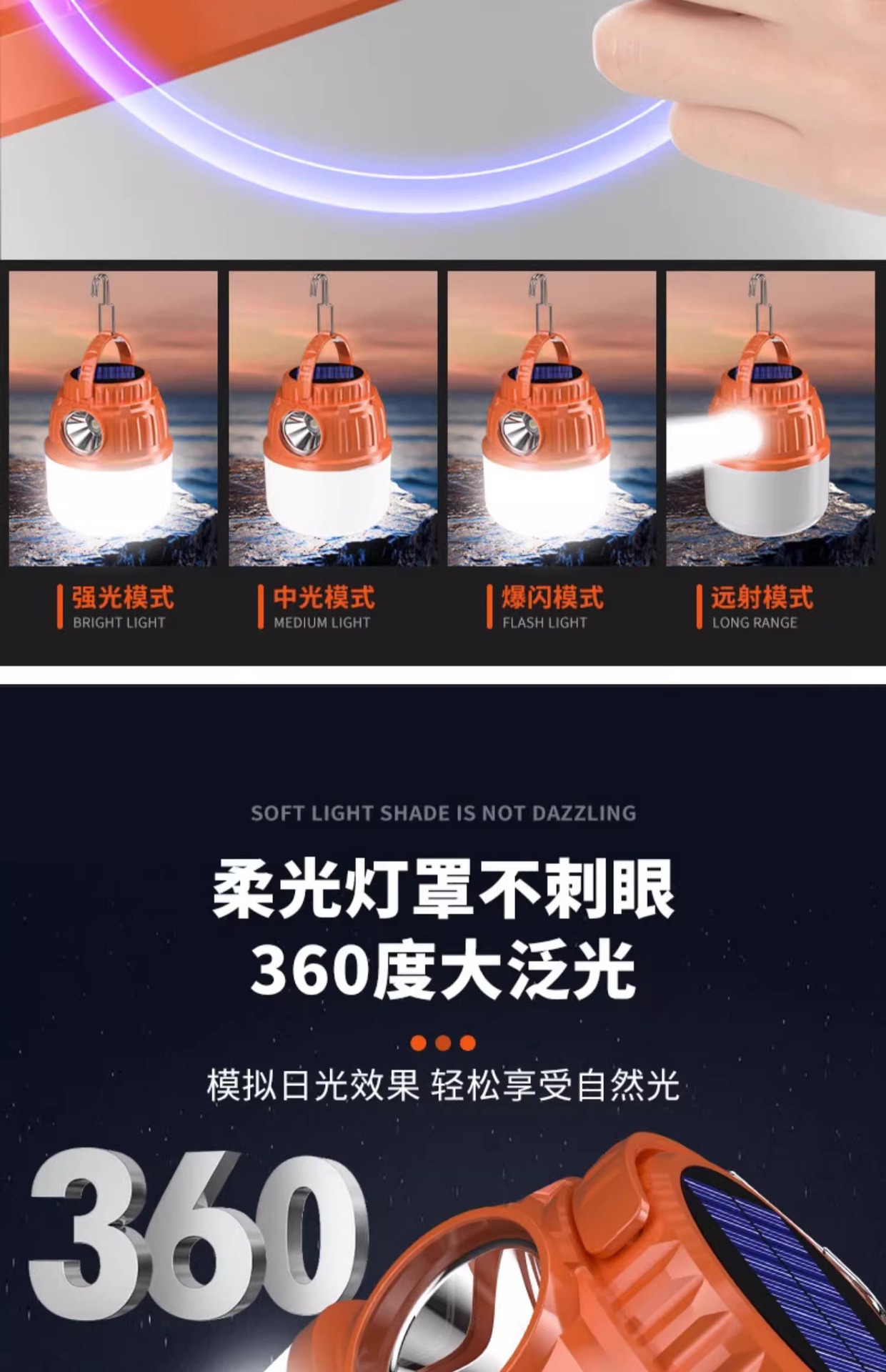 露营灯led充电户外照明超亮野营地帐篷摆摊超长续航家用应急挂灯详情7