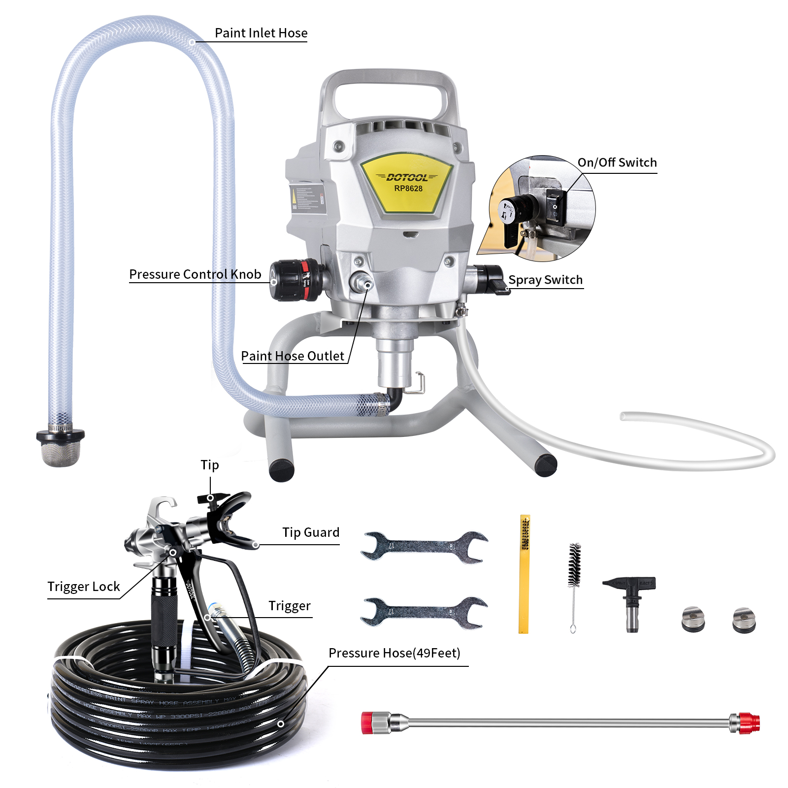 Manufacturer direct sales DOTOOL electric RP8628 high pressure airless spray machine latex paint paint home improvement industry professional grade Item Picture