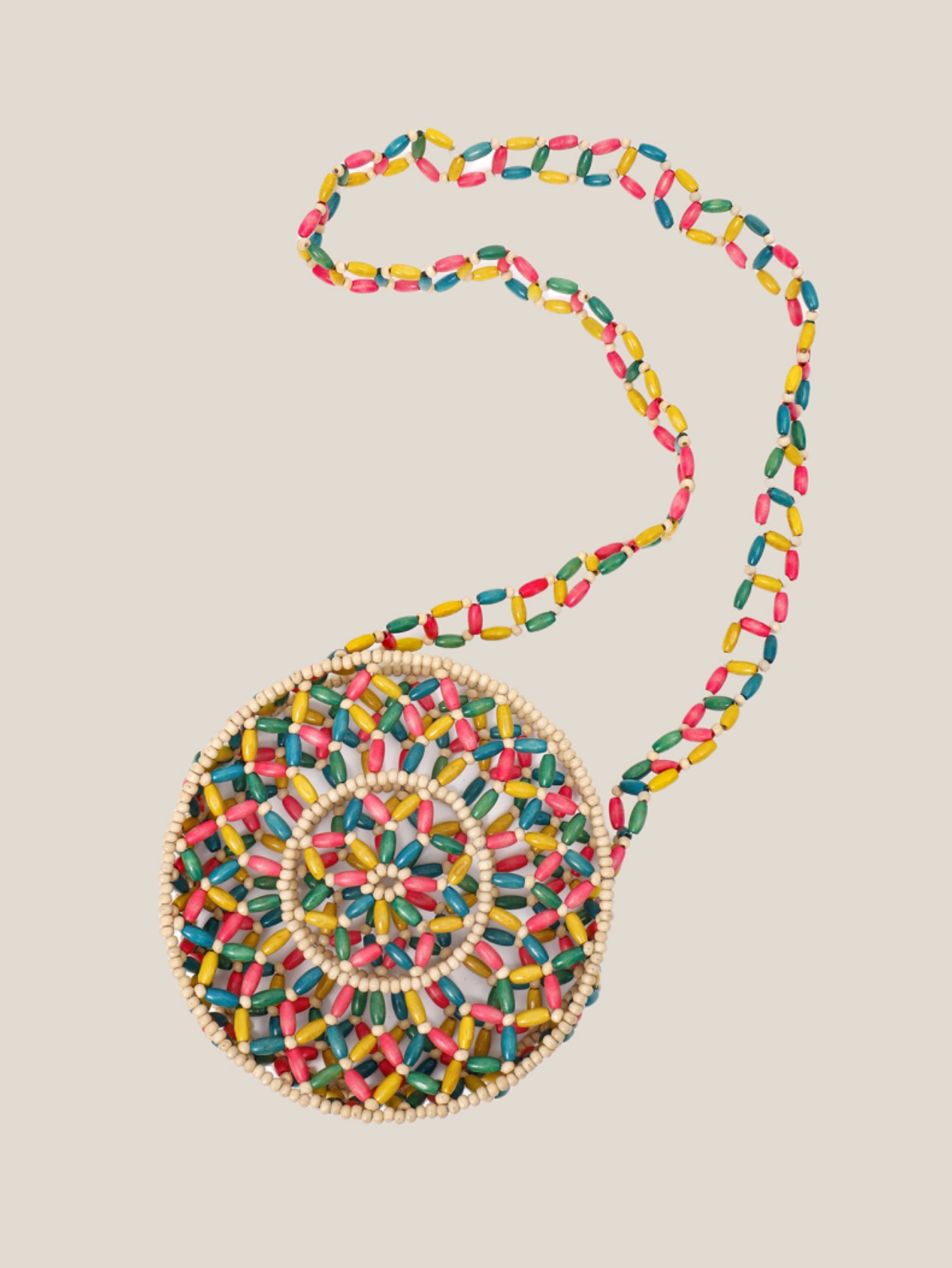 Special cross-border handcrafted beaded women's bag, round crossbody bag, Bohemian-style hollowed-out crossbody bag Item Picture