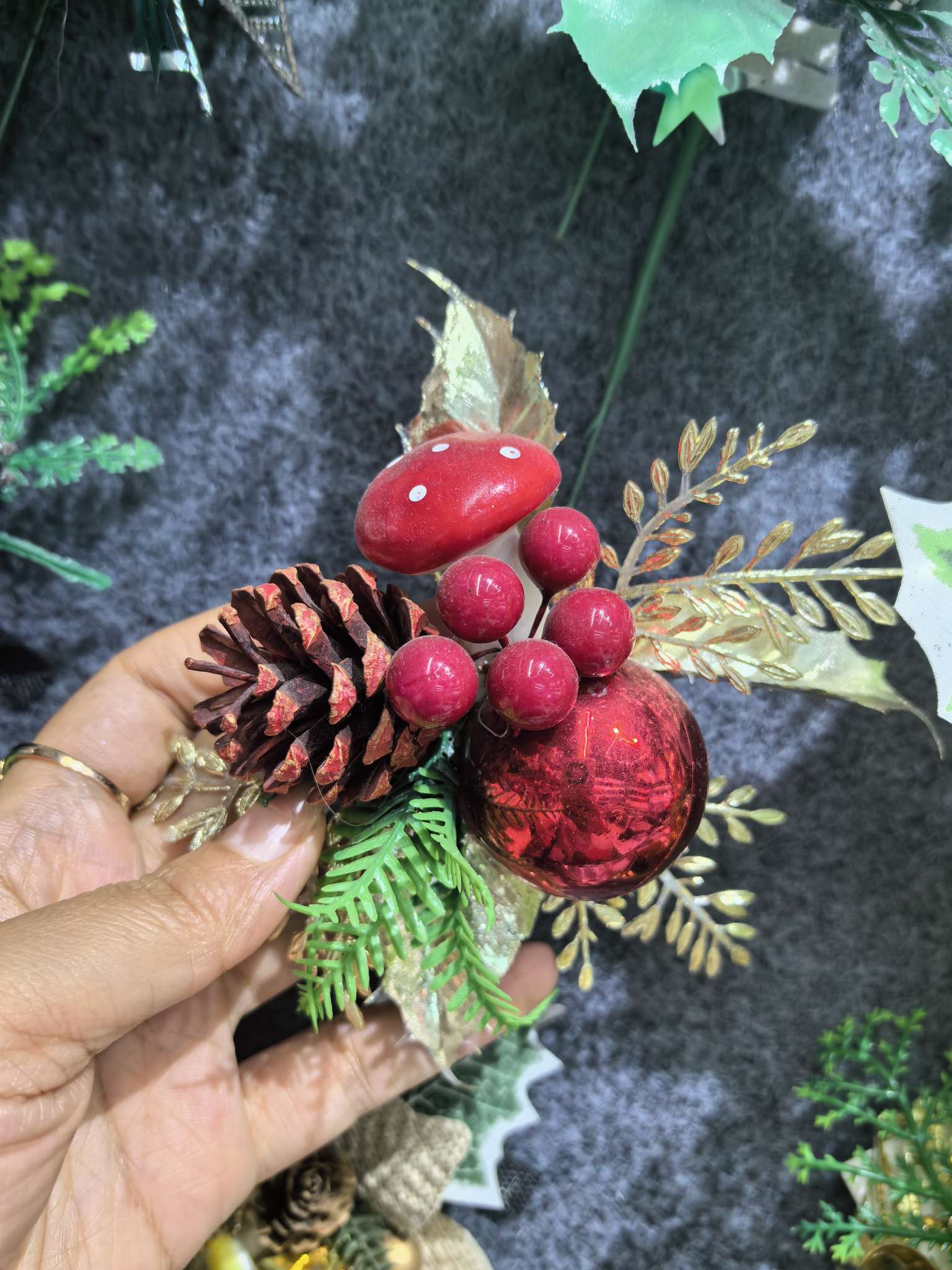 圣诞花2圣诞节装饰节日装扮店铺橱窗挂饰场景布置圣诞树小饰品创意挂件白底实物图