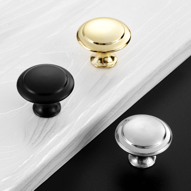 Stainless steel single-hole handle, gold and black cabinet, shoe cabinet, mushroom door handle, simple drawer, round furniture handle details Picture