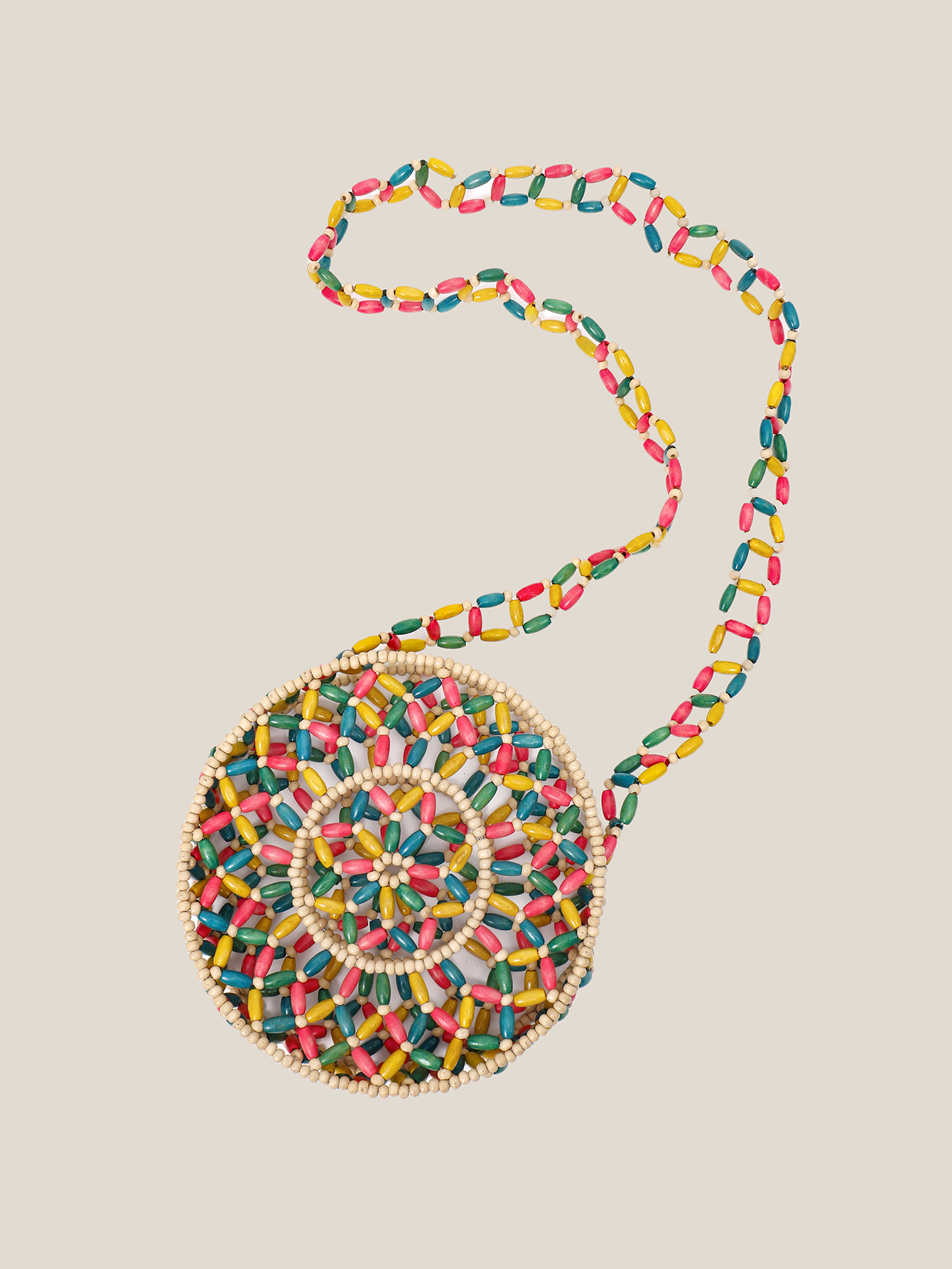 Special cross-border handcrafted beaded women's bag, round crossbody bag, Bohemian-style hollowed-out crossbody bag details Picture