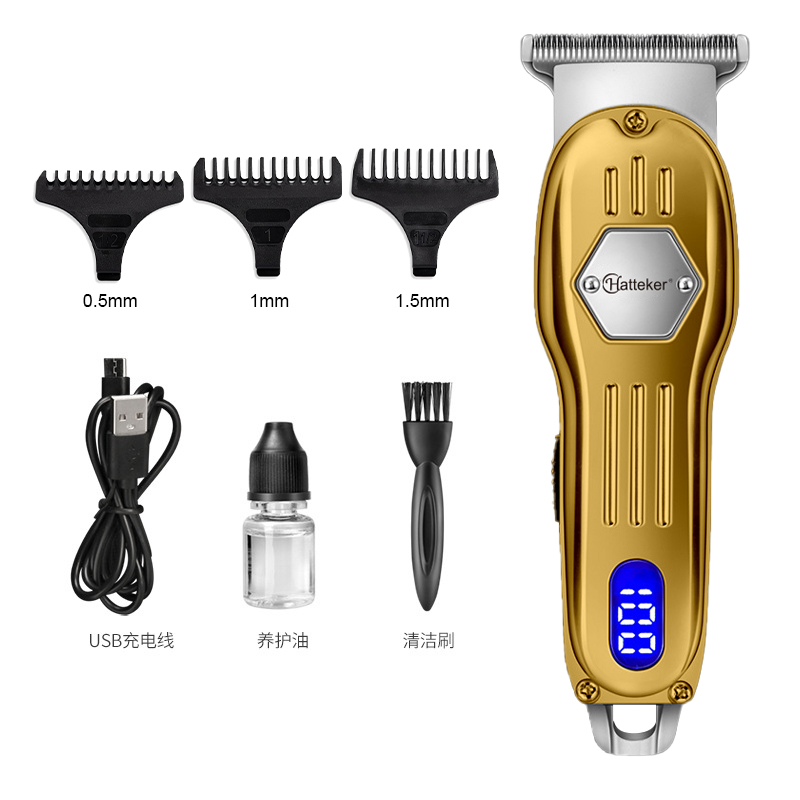 Hatteker's new electric hair clippers, household metal electric clippers, oil-tipped engraved hair clippers, hair salon electric clippers, wholesale hair clippers Item Picture