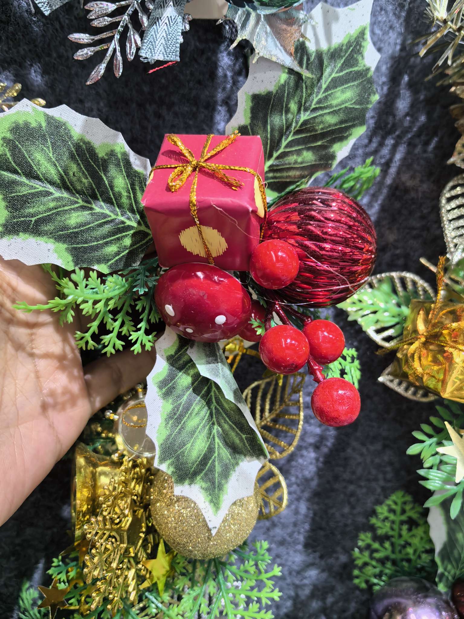 圣诞花2圣诞节装饰节日装扮店铺橱窗挂饰场景布置圣诞树小饰品创意挂件产品图