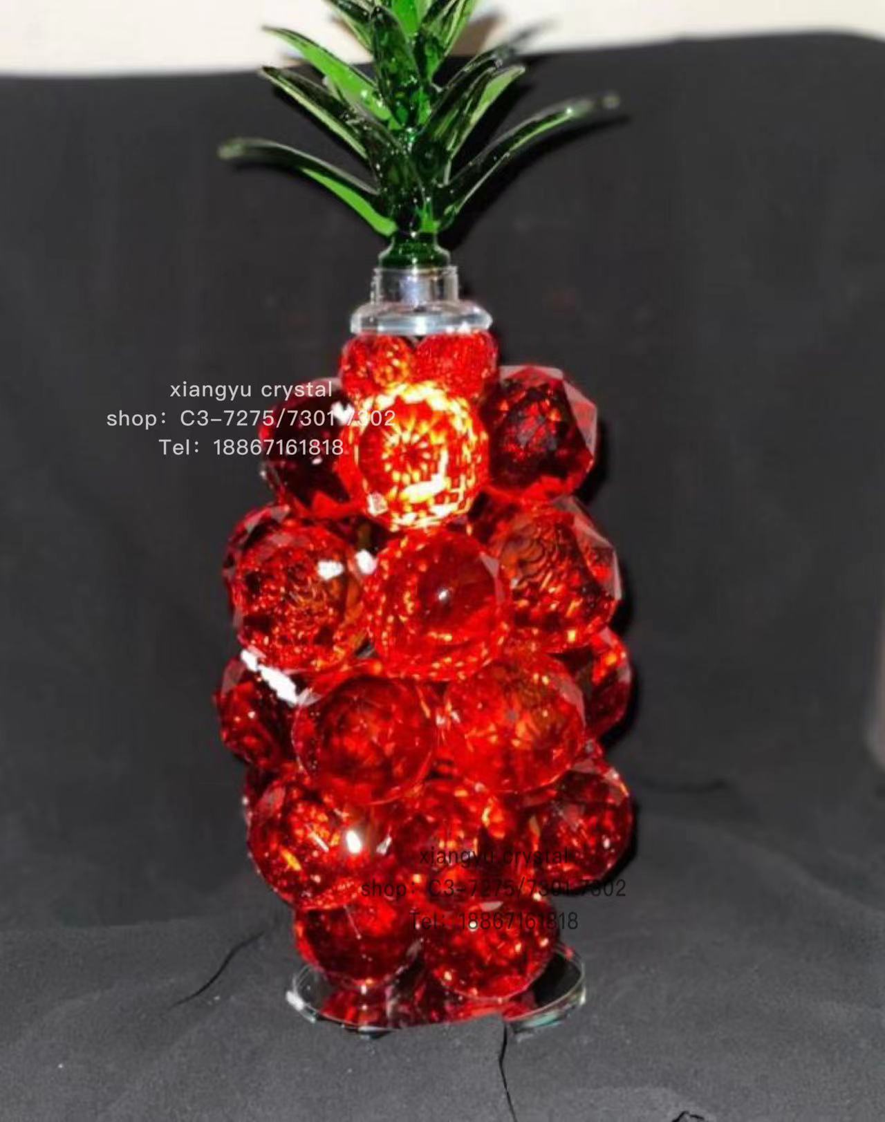 The large-sized crystal pineapple figure-piece comes in a variety of colors, is exquisitely crafted, has a unique shape, and is economical and practical details Picture