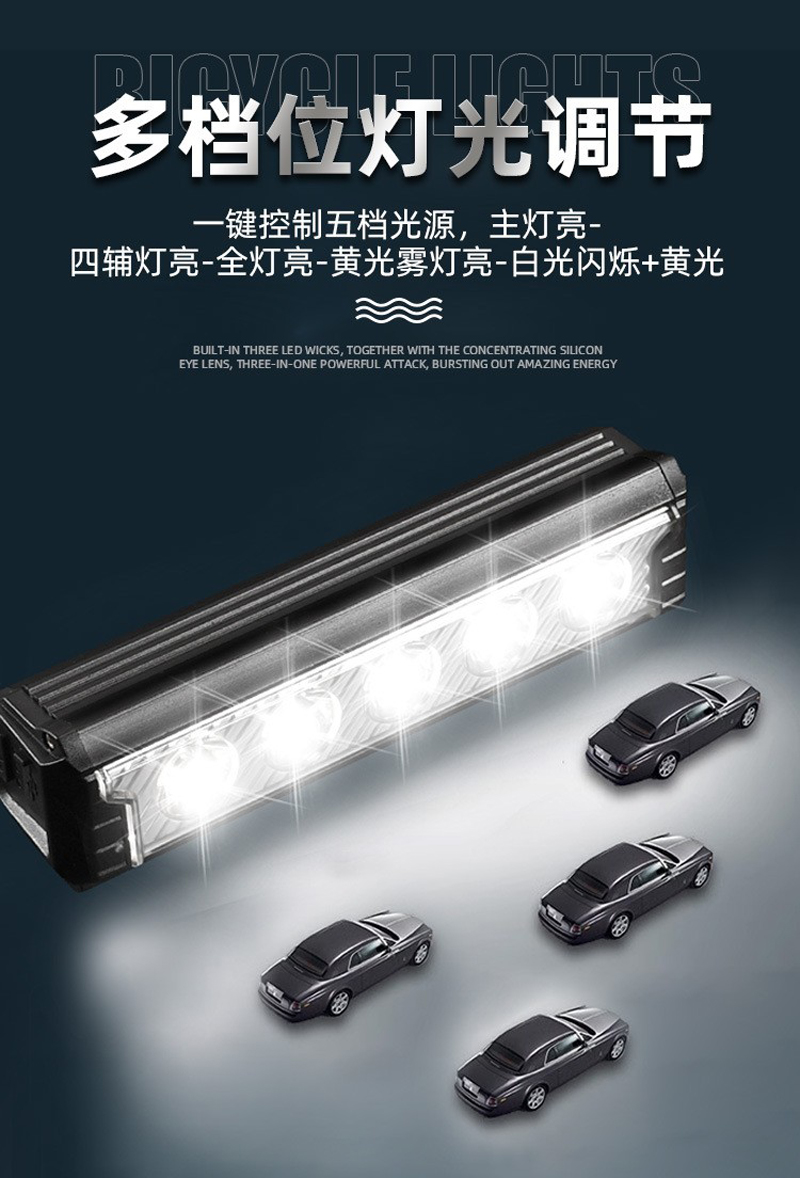 FY-339A-3 aluminum alloy bicycle headlight, mountain bike headlight, bicycle USB charging headlight, high-intensity lighting flashlight, night cycling lighting headlight equipment pic 7