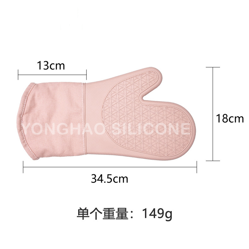 跨境专供耐高温硅胶烘焙加棉手套防烫隔热五指手套烤箱加厚硅胶手套批发产品图