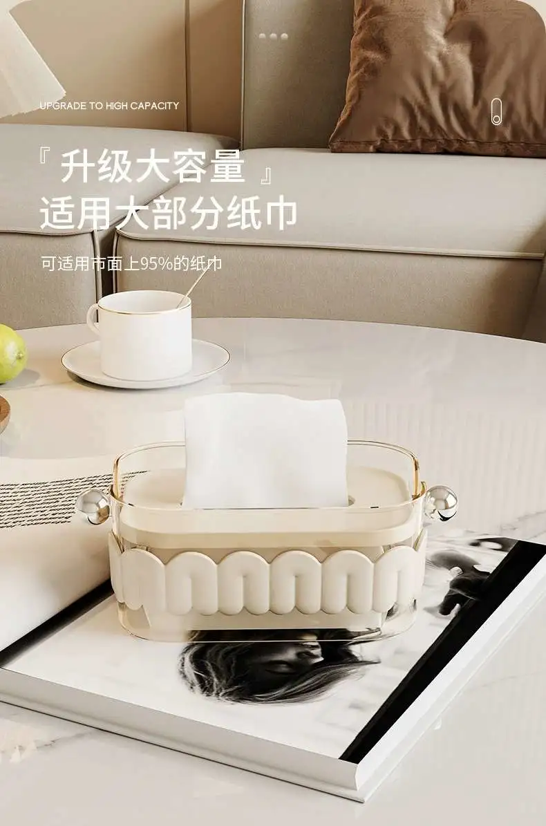 M23-8006 Living room coffee table, dining room, light luxury tissue box, kitchen table, cream-style tissue box, tissue storage box detail image 9