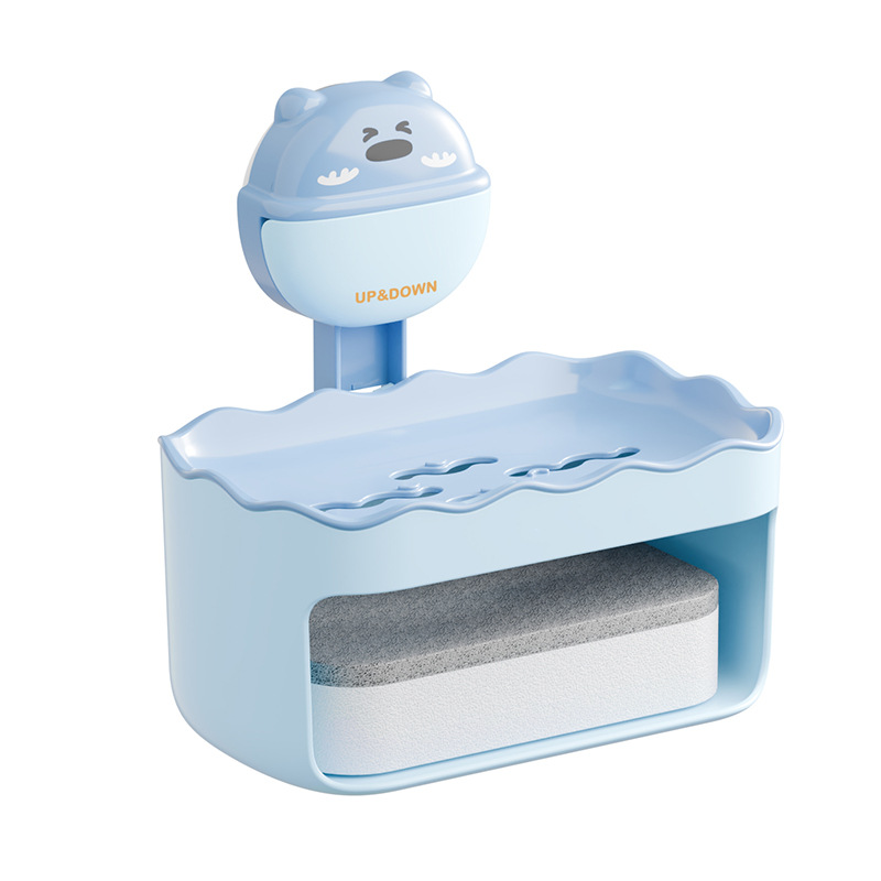 W59-WD8878 suction cup soap box wall-mounted, non-punching double-layer soap box, storage rack, draining and drainage for bathroom Item Picture