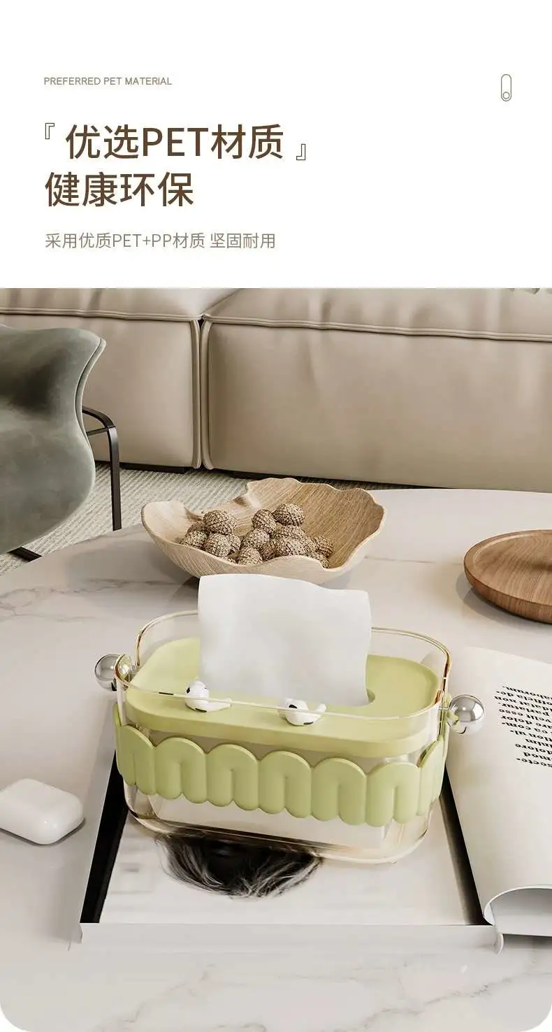 M23-8006 Living room coffee table, dining room, light luxury tissue box, kitchen table, cream-style tissue box, tissue storage box detail image 2